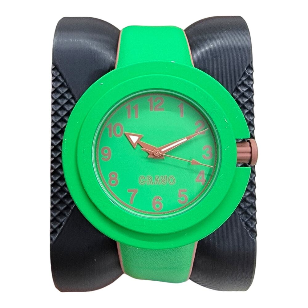 Crayo Crazy For Color Green Brown Analog Quartz Watch Silicone Band Battery